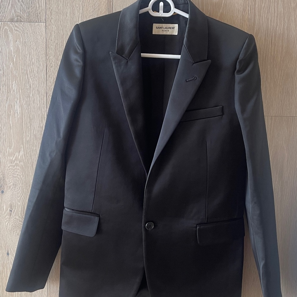 Saint Laurent Silk Tuxedo Blazer. Size 34.